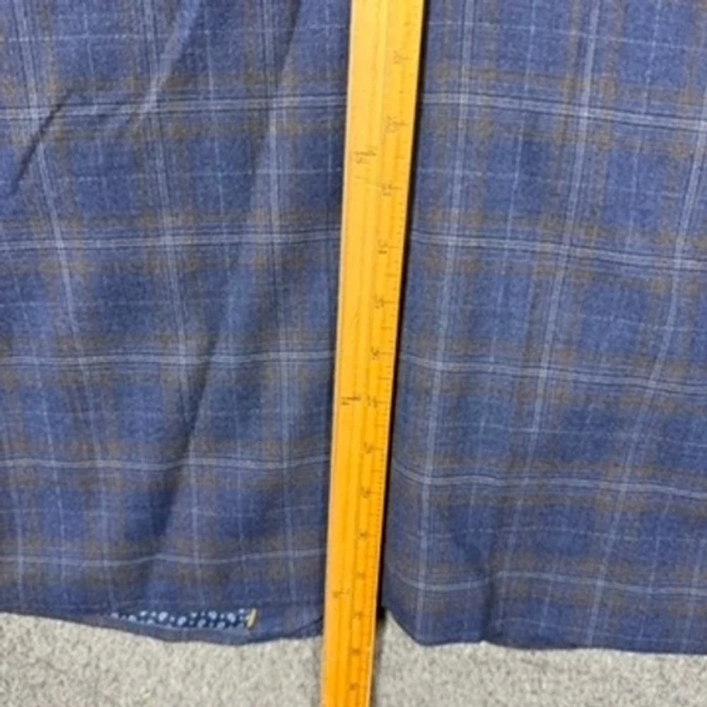Giles & Jasper Mens Blue Plaid Wool Blend 2 Piece Suit 50L 44W 30L Blazer Pants